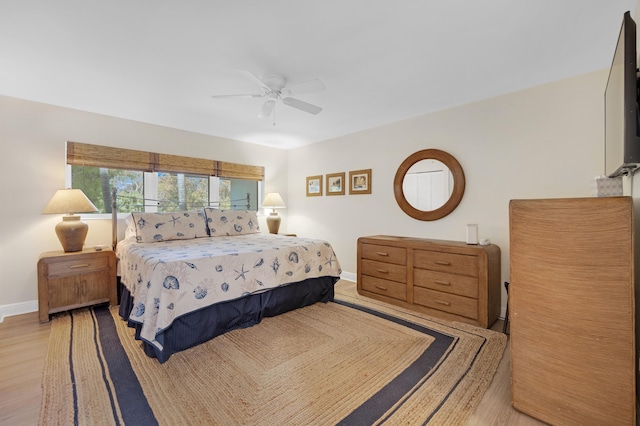 18 Anchor Dr Unit B, Key Largo, FL 33037 - bedroom featuring ceiling fan, baseboards, and wood finished floors