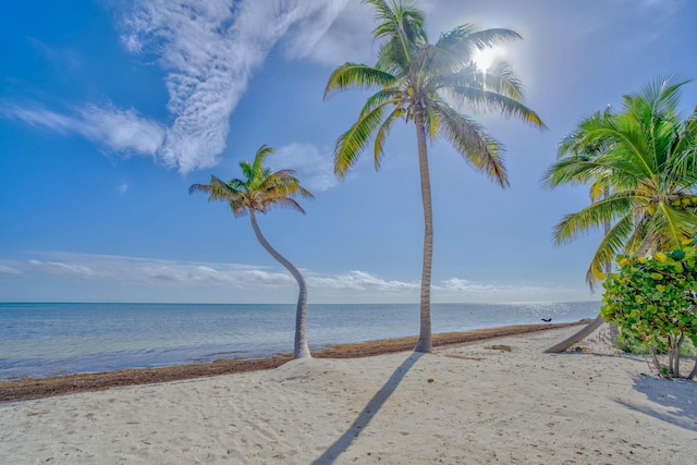 view of water feature with a view of the beach