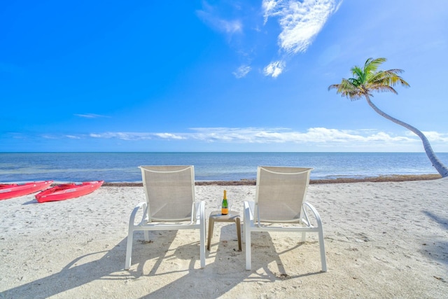 property view of water featuring a beach view