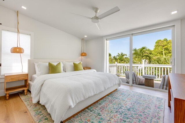 1114 Grinnell St, Key West, FL 33040 - bedroom with access to outside, light wood finished floors, and a ceiling fan