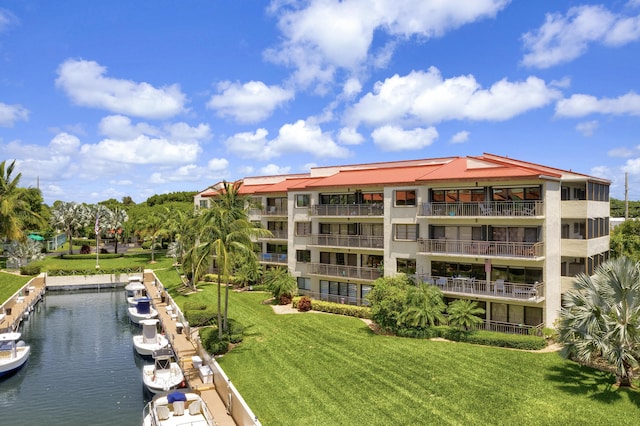 view of property with a water view