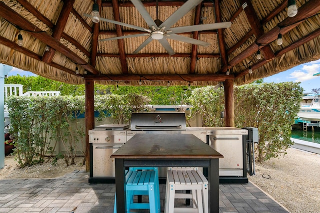 66 Seagate Blvd, Key Largo, FL 33037 - view of patio featuring a gazebo and ceiling fan