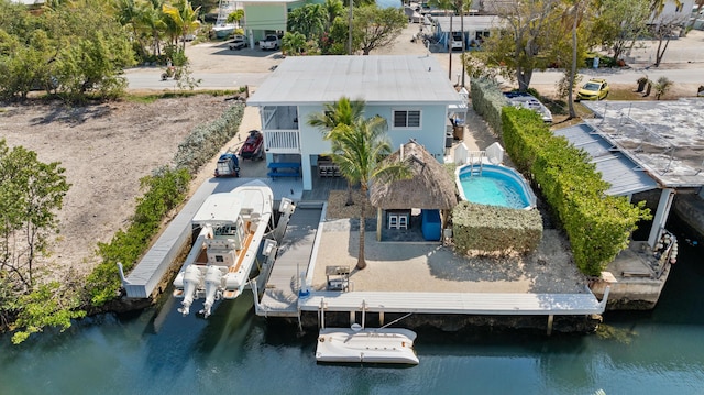 66 Seagate Blvd, Key Largo, FL 33037 - aerial view of property and surrounding area featuring a large body of water and a pool