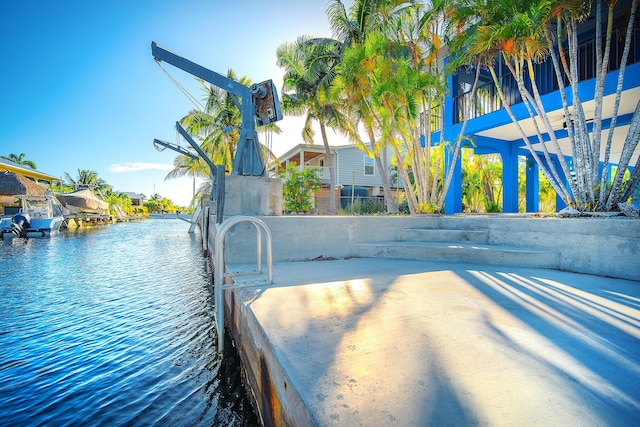 view of dock featuring a water view