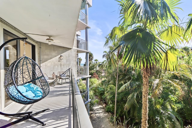 balcony with ceiling fan