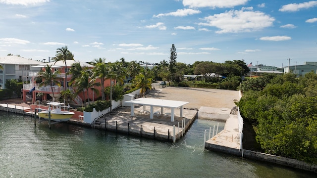 view of dock featuring a water view