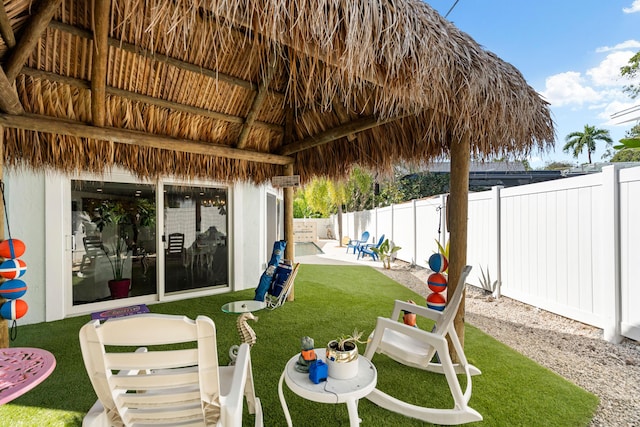 view of yard with a gazebo and a patio area