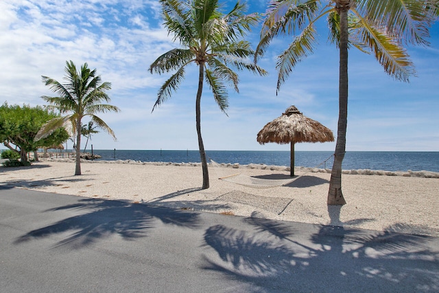 view of water feature featuring a beach view