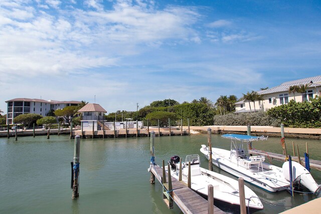 dock area featuring a water view