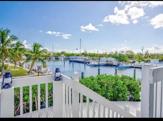 view of water feature featuring a dock