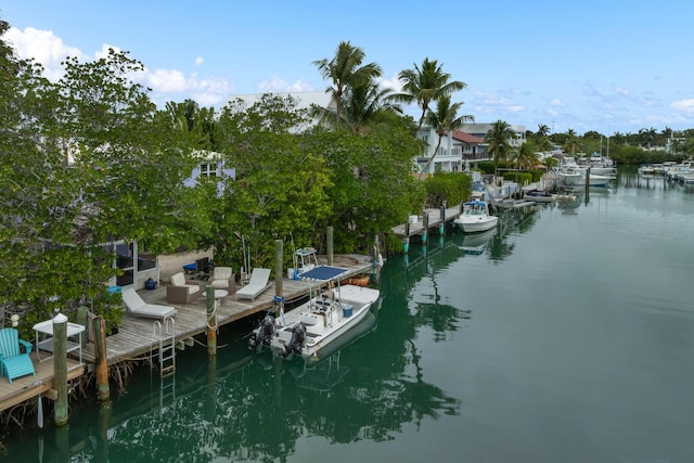 dock area featuring a water view