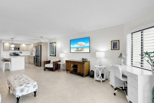 view of tiled living room