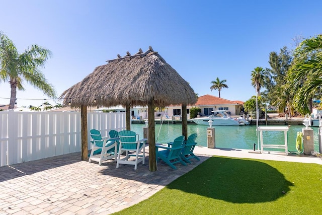 view of patio featuring a gazebo