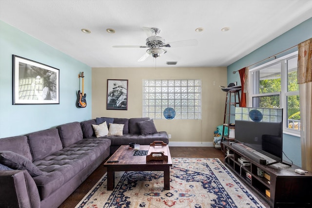 2525 Patterson Ave, Key West, FL 33040 - living area with ceiling fan, baseboards, and recessed lighting