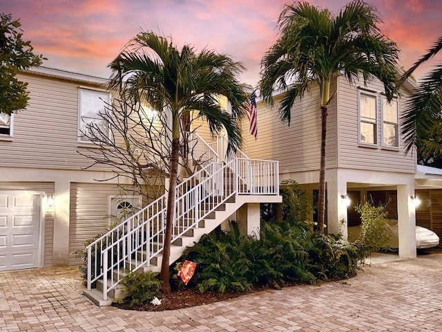 exterior space featuring a garage