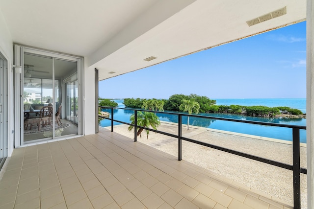 balcony with a water view