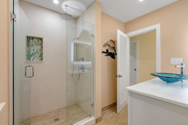 1706 Seminary St, Key West, FL 33040 - bathroom with a stall shower, vanity, and recessed lighting
