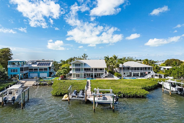 view of dock featuring a water view