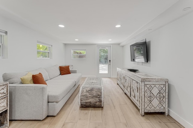 living room featuring light wood-type flooring