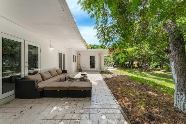 view of patio featuring french doors