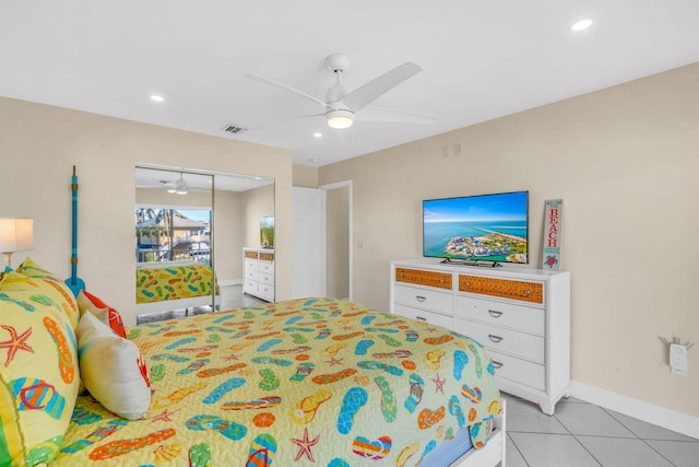 33 Kyle Way, Marathon, FL 33050 - bedroom with a closet, light tile patterned floors, ceiling fan, and recessed lighting