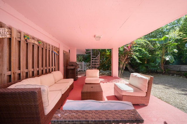 view of patio featuring an outdoor hangout area