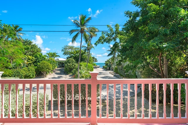 view of gate featuring a water view