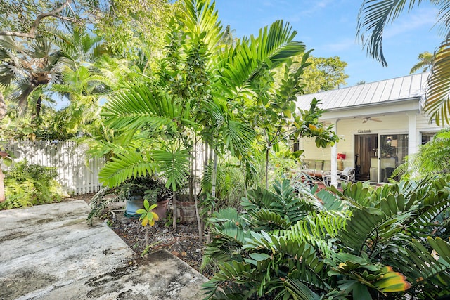 view of yard with ceiling fan