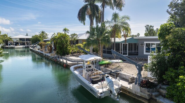 view of dock featuring a water view