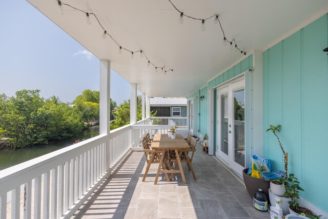 balcony with a water view