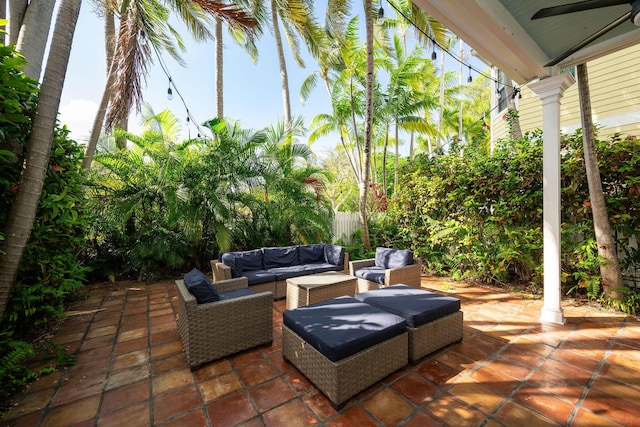 106 Admirals Ln, Key West, FL 33040 - view of patio featuring outdoor lounge area and a ceiling fan