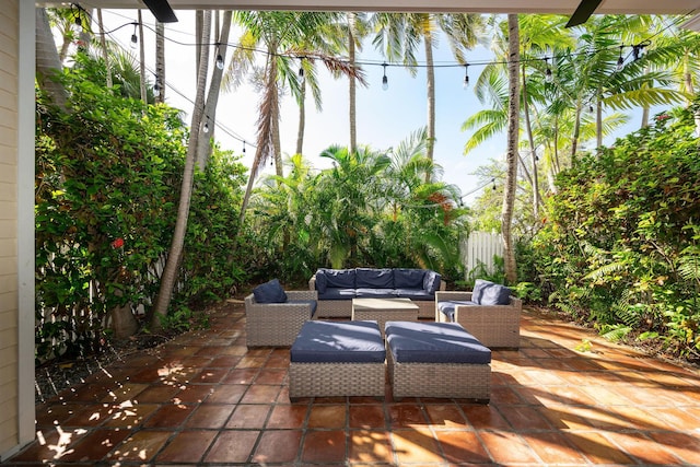 106 Admirals Ln, Key West, FL 33040 - view of patio / terrace featuring outdoor lounge area and fence