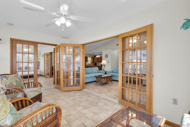 444 Calle De Luna, Marathon, FL 33050 - living room featuring french doors, a ceiling fan, and a healthy amount of sunlight