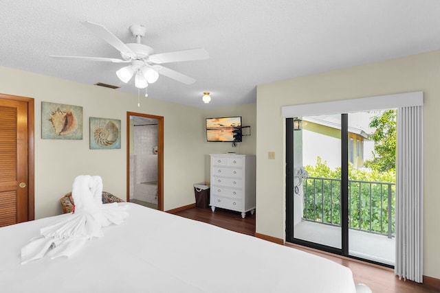 444 Calle De Luna, Marathon, FL 33050 - bedroom featuring visible vents, wood finished floors, access to outside, and ceiling fan