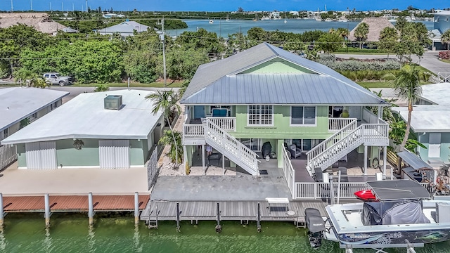 exterior space featuring a water view