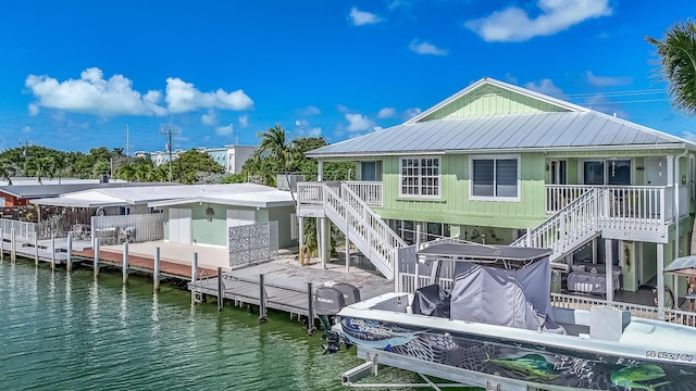 view of dock featuring a water view