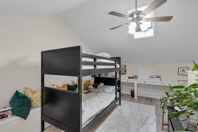 3314 Northside Dr Unit 53, Key West, FL 33040 - bedroom featuring ceiling fan, wood finished floors, and lofted ceiling