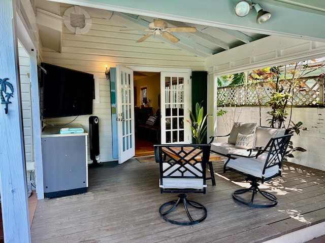 1122 Margaret St, Key West, FL 33040 - sunroom / solarium featuring french doors and beamed ceiling