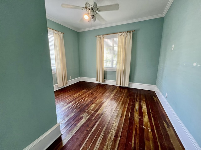 1122 Margaret St, Key West, FL 33040 - unfurnished room featuring ceiling fan, wood-type flooring, ornamental molding, and baseboards
