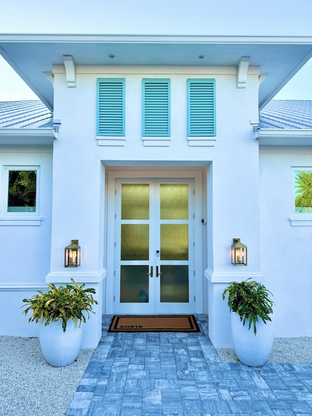 entrance to property with french doors