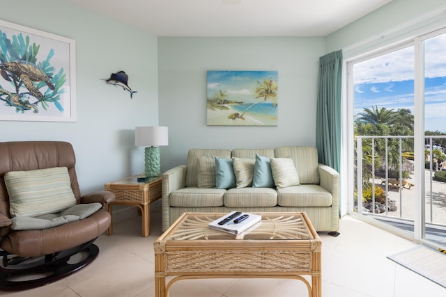 view of tiled living room