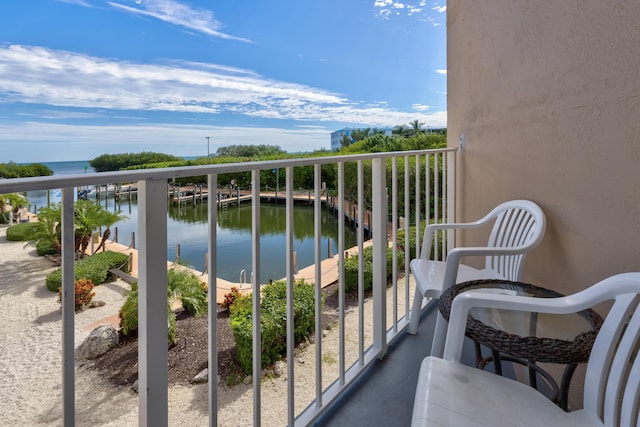 balcony with a water view