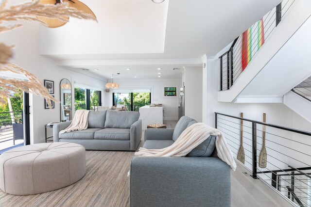 living room featuring light wood-style floors