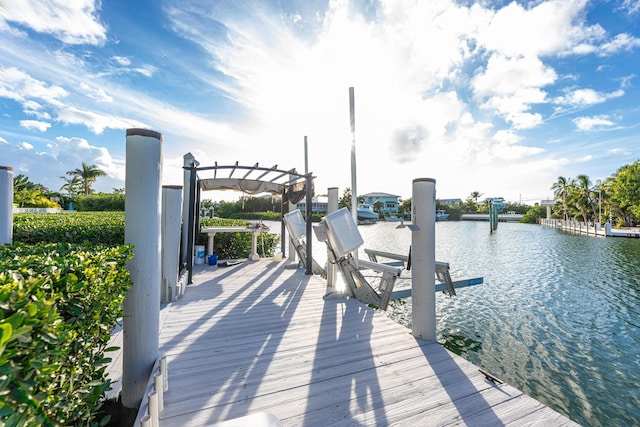 dock area featuring a water view