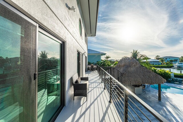 balcony with a water view