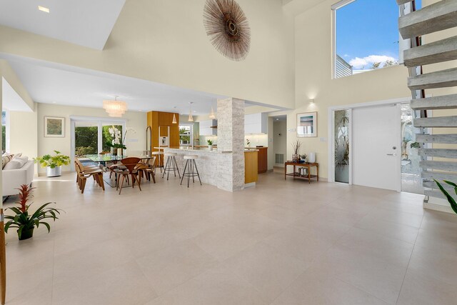 interior space featuring a high ceiling