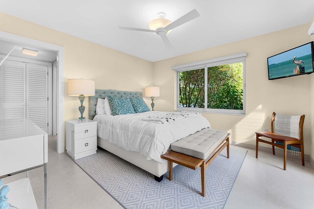 bedroom featuring ceiling fan