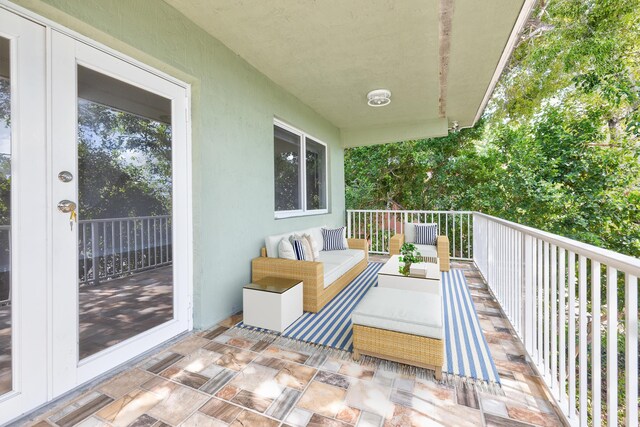 balcony featuring an outdoor living space