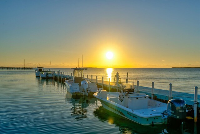 view of dock featuring a water view