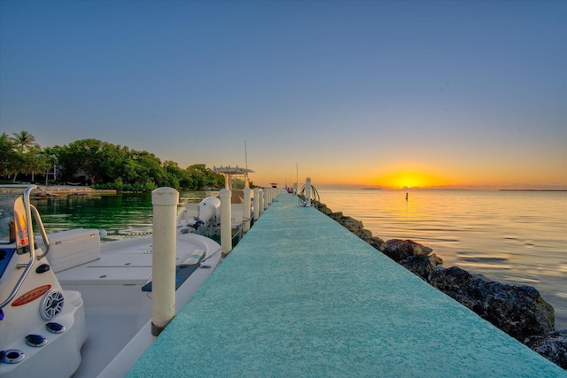 dock area featuring a water view